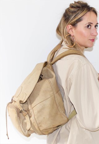 VINTAGE 90'S LARGE LEATHER BACKPACK