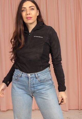 VINTAGE 90S 1/4 ZIP FLEECE IN BLACK