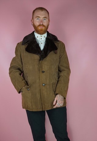 VINTAGE 1970S BROWN SUEDE COAT