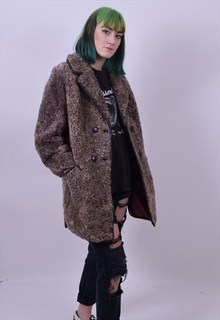 VINTAGE 60'S GREY SHEEPSKIN COAT SIZE MEDIUM