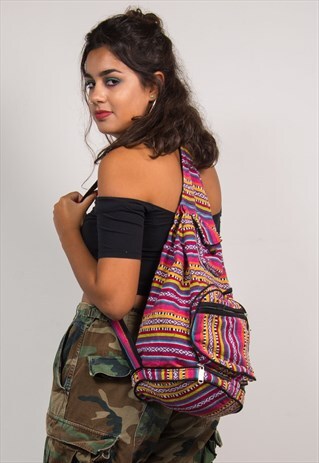 90'S VINTAGE RAINBOW BRIGHT AZTEC STRIPED FESTIVAL RUCKSACK