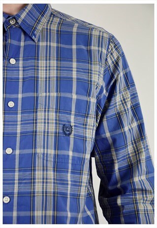 VINTAGE 90S CHAPS RALPH LAUREN BLUE & YELLOW PLAID SHIRT