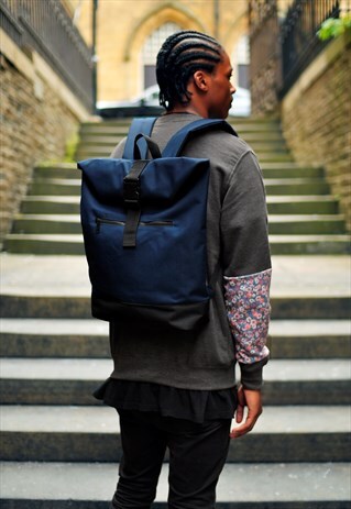 NAVY BLUE ROLL TOP LAPTOP BACKPACK