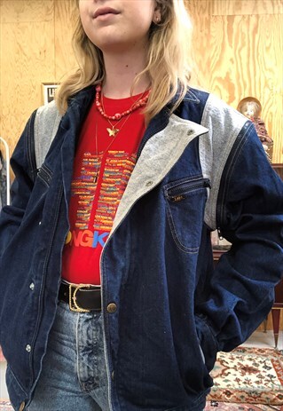 VINTAGE 80S LEE DENIM BOMBER JACKET