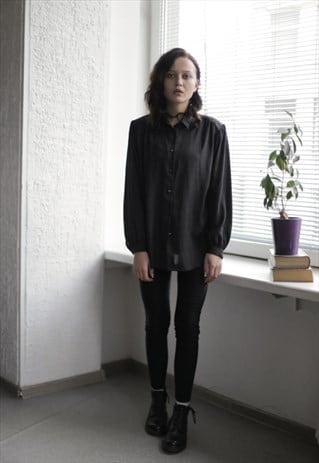 VINTAGE 90'S BLACK PATTERNED SHIRT