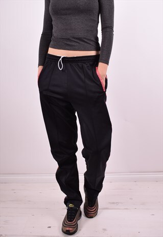 ASICS WOMENS VINTAGE TRACKSUIT TROUSERS W30 L30 BLACK 90'S