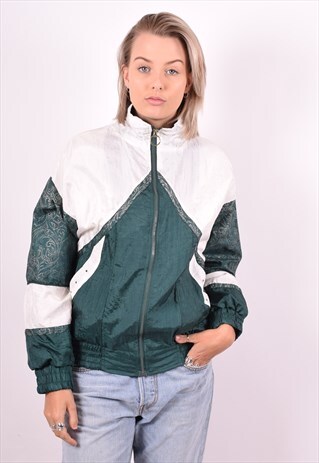 WOMENS VINTAGE TRACKSUIT TOP JACKET LARGE GREEN 90'S