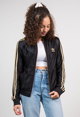 VINTAGE 90'S ADIDAS BLACK TRACKSUIT JACKET TOP
