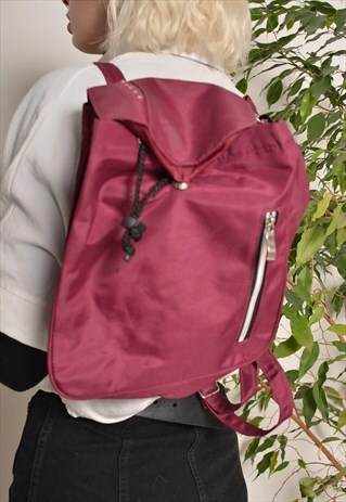 VINTAGE CANVAS BACKPACK BAG IN MAROON