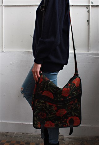 VINTAGE 90' AMAZING BEAUTIFUL UNISEXFLOWER SHOULDER BAG