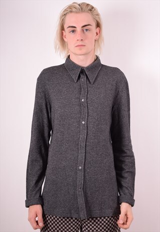 DOLCE & GABBANA MENS VINTAGE SHIRT LARGE GREY 90S