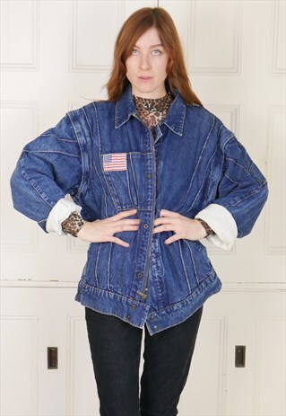 OVERSIZED 90S DENIM JACKET USA FLAG