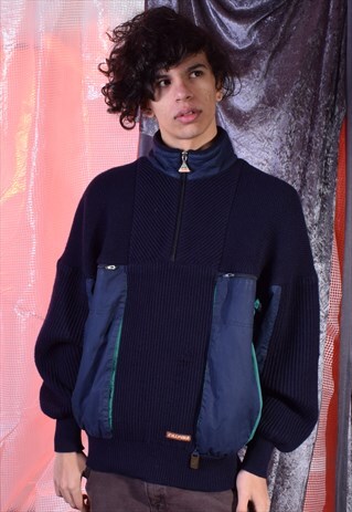 VINTAGE AUSTRALIAN ALPINE NAVY RIBBED JUMPER