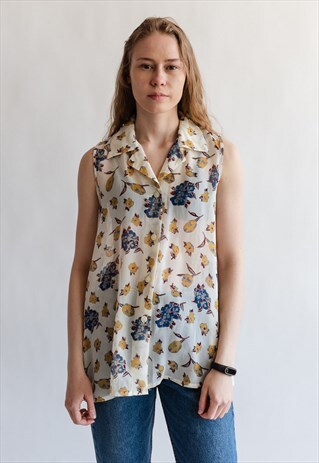 VINTAGE 80S FESTIVAL TOP WITH FLORAL PATTERN