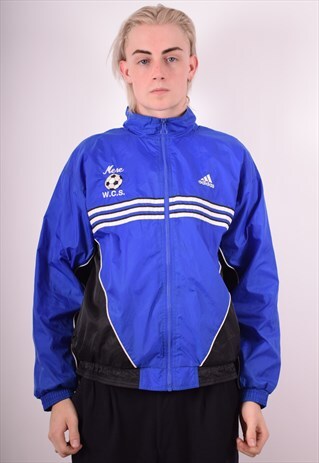 ADIDAS MENS VINTAGE TRACKSUIT TOP JACKET SMALL BLUE 90S