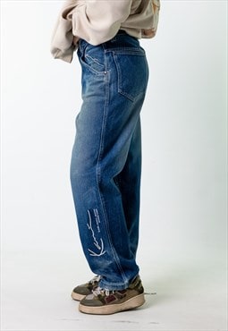 Blue Denim 90s Karl Kani  Cargo Skater Trousers Pants Jeans