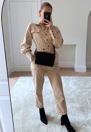 BLAKE BUTTON BOILERSUIT - BEIGE