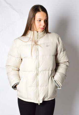 VINTAGE 90S BEIGE REEBOK PADDED WINTER JACKET