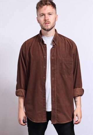 VINTAGE CORDUROY CORD SHIRT BROWN