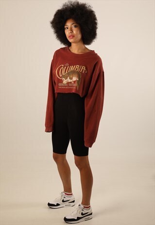 VINTAGE COLUMBIA PRINT CROPPED SWEATSHIRT