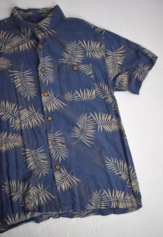 VINTAGE 90S NORTH CREST BLUE FERN PRINT SHIRT