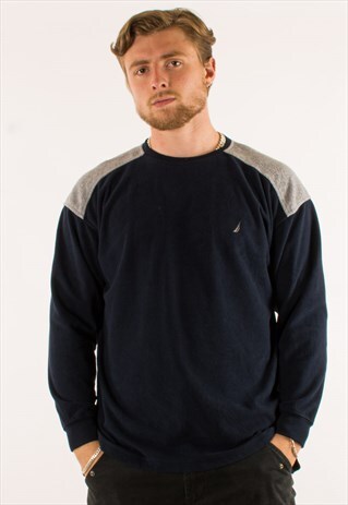 VINTAGE 90S NAVY GREY CREWNECK FLEECE