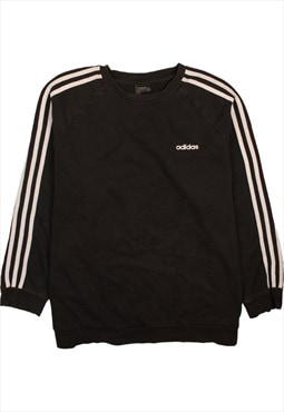 Vintage 90's Adidas Sweatshirt Striped Sleeves Crew Neck