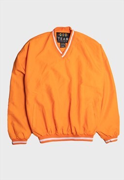 Y2k Orange V neck Long Sleeve Sports Jersey