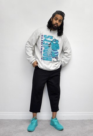 90S NBA GREY SWEATSHIRT CHARLOTTES HORNETS