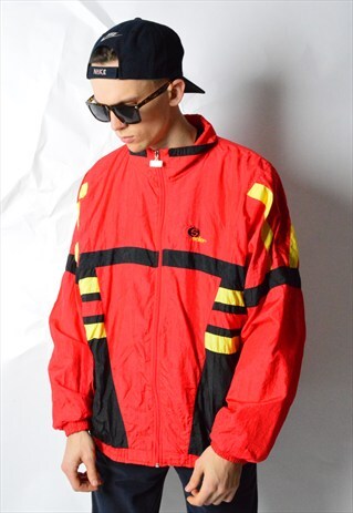 VINTAGE 90S RED COLOUR BLOCK SHELL JACKET