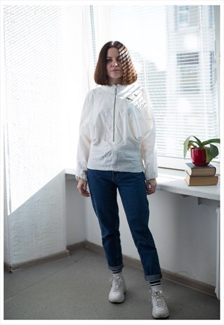 VINTAGE 80'S WHITE HIGH COLLAR TOP