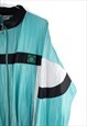 VINTAGE 80S TRACK JACKET IN BLUE AQUAMARINA L