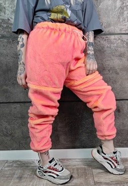 Faux fur joggers handmade colour changing luminous overalls