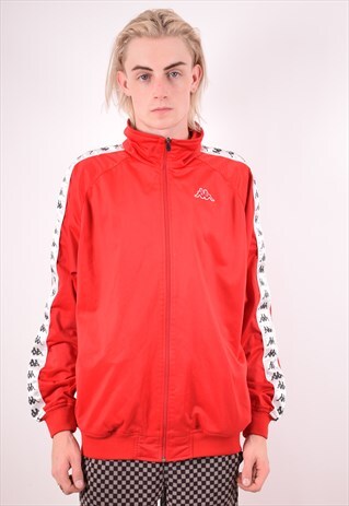 KAPPA MENS VINTAGE TRACKSUIT TOP JACKET XL RED 90S