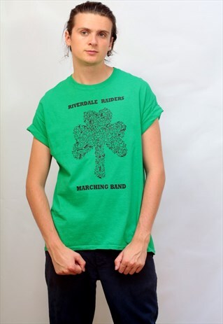 VINTAGE RIVERDALE RAIDERS PRINT T-SHIRT IN GREEN