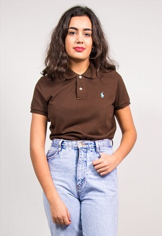 VINTAGE 90'S RALPH LAUREN BROWN POLO T-SHIRT