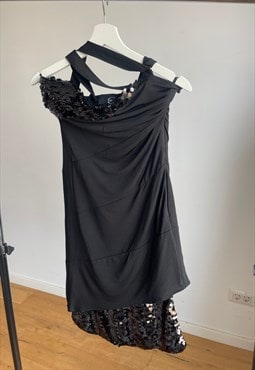 Just Cavalli Sequined Black Lycra Midi Dress