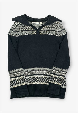 VINTAGE LIZ CLAIBORNE COLLARED JUMPER BLACK MEDIUM BV15500