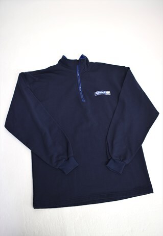 VINTAGE 90S REEBOK NAVY 3/4 ZIP SWEATSHIRT