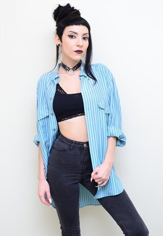VINTAGE 90'S GENUINE SILK STRIPED OVERSIZED SHIRT