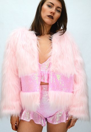 PINK FAUX JACKET WITH SEQUIN PANEL PEA ST