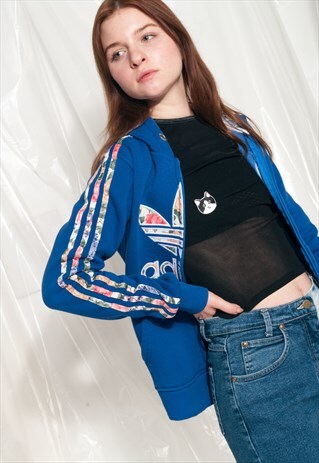 VINTAGE ADIDAS HOODIE Y2K LOGO COTTON ZIP SWEATSHIRT