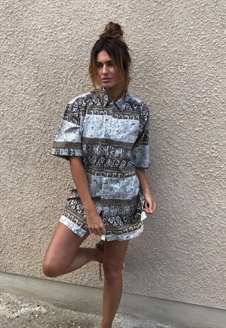 PATTERNED OVERSIZED RETRO VINTAGE UNISEX FESTIVAL SHIRT