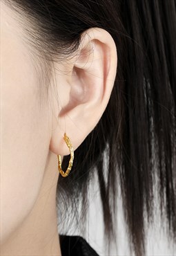 Gold Geometric Circle Ear Buckle Earrings