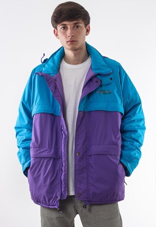 VINTAGE FILA MAGIC LINE PADDED WINTER COAT 90S PURPLE BLUE