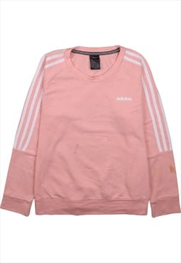 Adidas 90's Striped Sleeves Crew Neck Sweatshirt Medium Pink