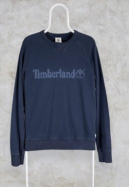 Blue Timberland Sweatshirt Spell Out Mens Small