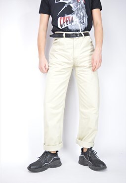 Vintage beige BOSS classic straight cotton trousers