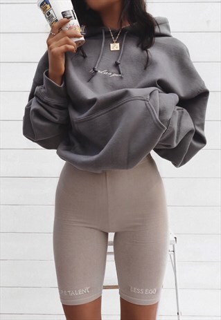 OVERSIZED "A GIRL IS A GUN" EMBROIDERED SLOGAN HOODIE