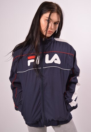 VINTAGE FILA TRACKSUIT TOP JACKET NAVY BLUE